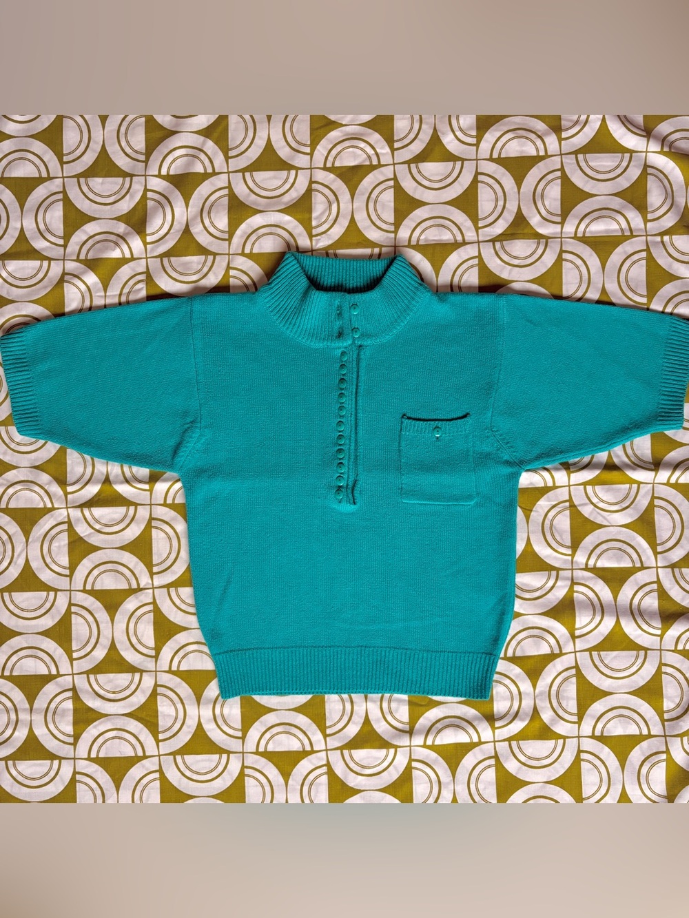 Vintage 80s/90s Short Sleeve Knit Teal Sweater